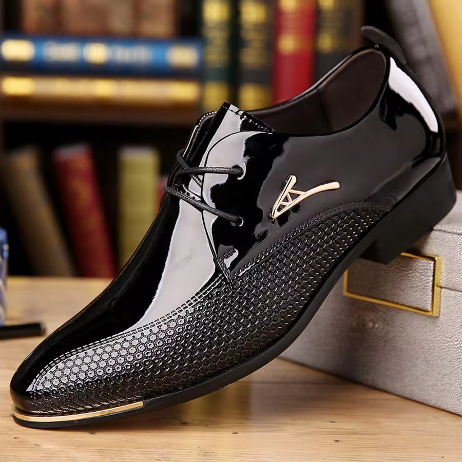 Men's Business Casual Shoes, Fashionable Glossy Formal Shoes, Suitable For Office Banquets, Weddings, And Important Occasions