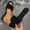 Women Sandals Flat Sole Rhinestone Decor Summer Lightweight Walking