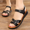 Women's Summer Sandals - Casual Solid Color, Breathable Hollow Design, Hook & Loop Closure, Flat Beach Shoes, Multifunctional Flat Sandals | Comfortable Fi