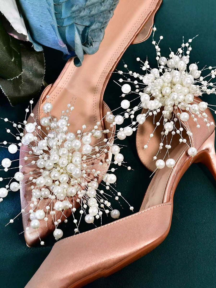 1pc Elegant Women's Shoe Clip, Silver Faux Pearl Shoe Decoration, Shoe DIY Accessory, Shoe Decor, Shoe Clip