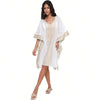Women's Swimsuit Cover Up Beach Fashion Light Weight Elegant White Cotton Resort Wear Tunic Kaftan Bathing Suit Bikini