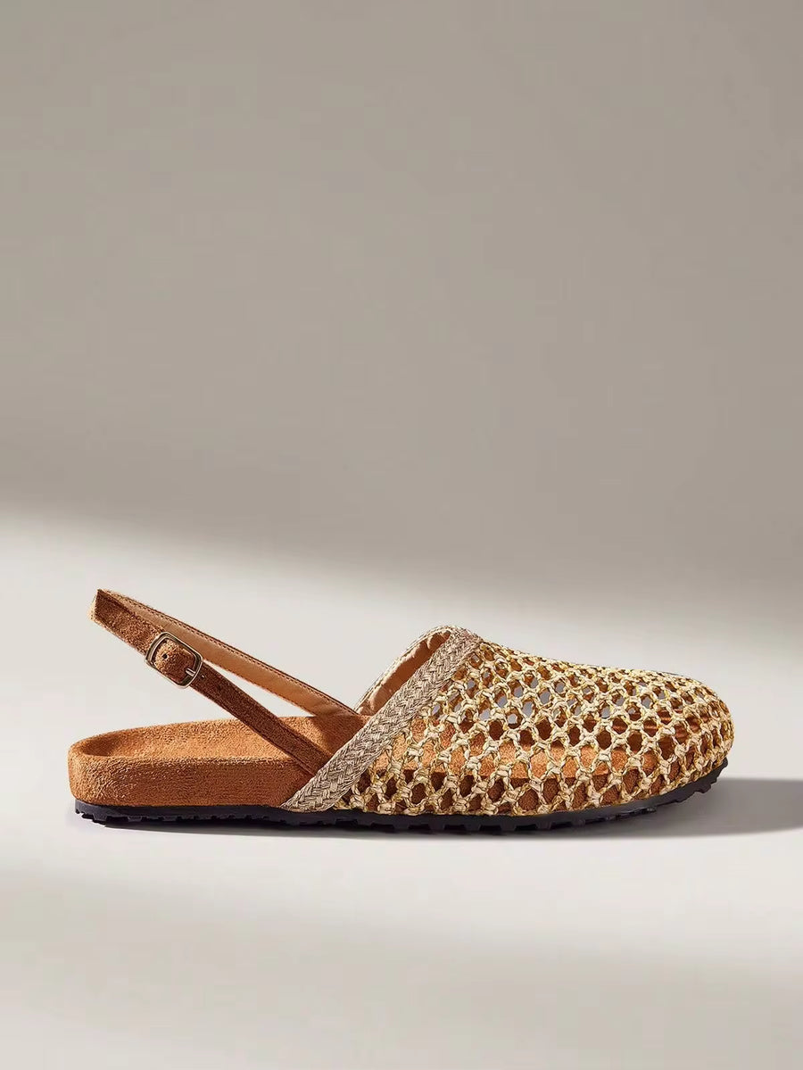 Solecia Women's Flat-Soled Shoes, With A Exposed Heel After Slip-On, A Low Vamp And A Big Head, Comfortable And Casual, Party Dress, A Must-Have Bohemian Style For Christmas